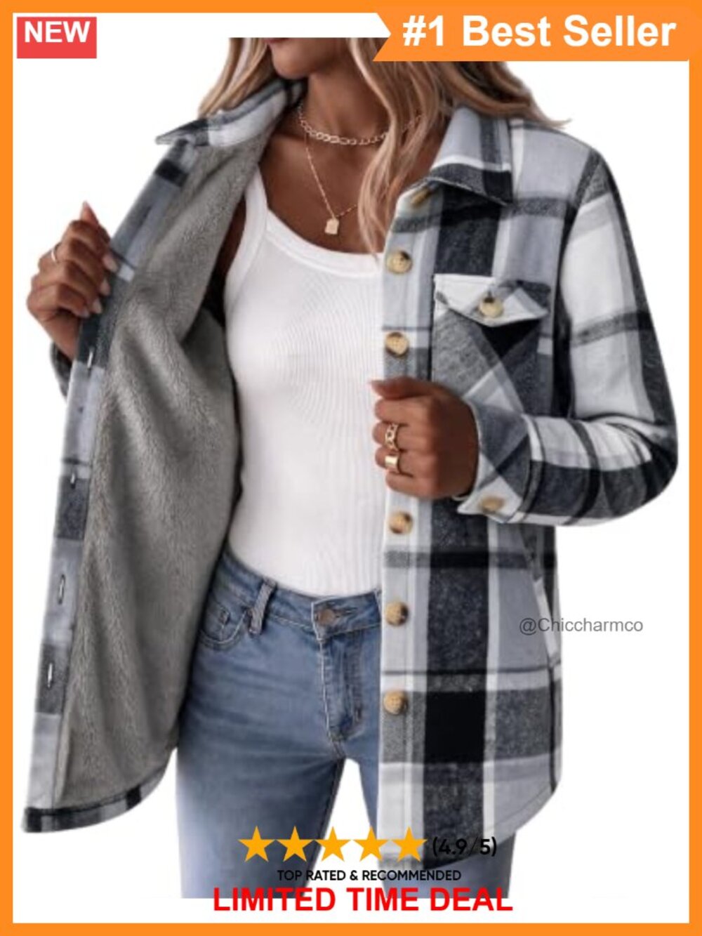 Zeagoo Flannel Jacket Women Sherpa Fleece Lined Plaid Winter Coat